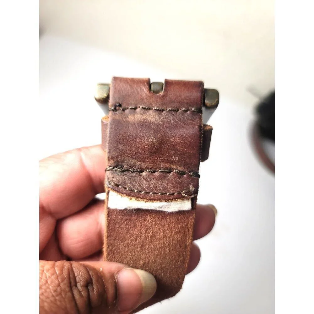 Vintage Hollister Brown Leather Belt With Brass Buckle For‎ Men